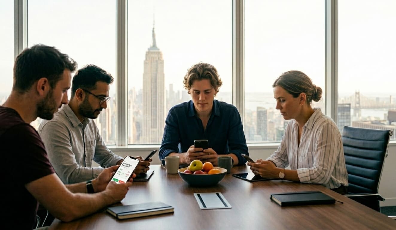 Team trading on CrowdKPI in a meeting room